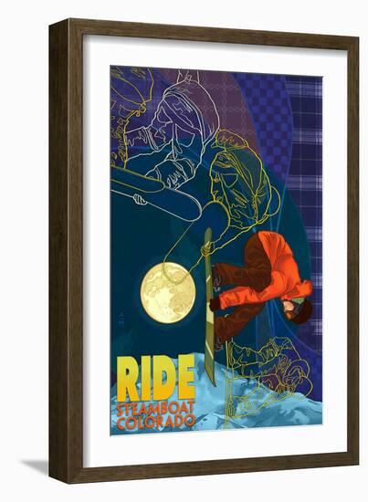 Steamboat, Colorado - Timelapse Snowboarder-Lantern Press-Framed Art Print