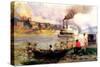 Steamboat on the Ohio, C.1900-Thomas Pollock Anschutz-Stretched Canvas