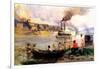 Steamboat on the Ohio, C.1900-Thomas Pollock Anschutz-Framed Giclee Print