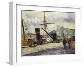 Steamboat, Rouen, Bateau a Vapeur, Rouen, 1883-Camille Pissarro-Framed Giclee Print