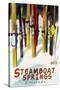 Steamboat Springs, CO - Colorful Skis-Lantern Press-Stretched Canvas
