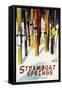 Steamboat Springs, CO - Colorful Skis-Lantern Press-Framed Stretched Canvas