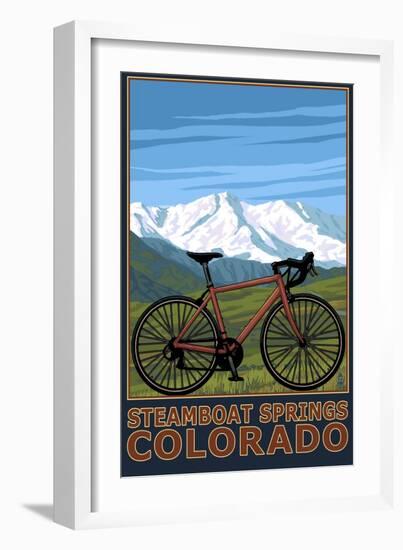 Steamboat Springs, CO - Mountain Bike-Lantern Press-Framed Art Print