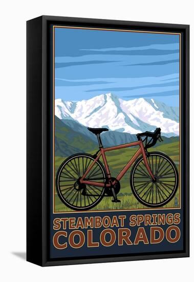 Steamboat Springs, CO - Mountain Bike-Lantern Press-Framed Stretched Canvas