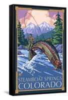 Steamboat Springs, Colorado, Angler Fisherman-Lantern Press-Framed Stretched Canvas