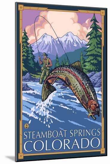 Steamboat Springs, Colorado, Angler Fisherman-Lantern Press-Mounted Art Print