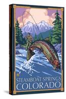 Steamboat Springs, Colorado, Angler Fisherman-Lantern Press-Stretched Canvas