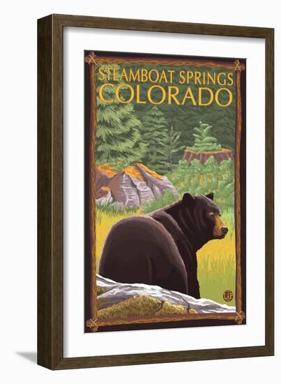 Steamboat Springs, Colorado, Black Bear in Forest-Lantern Press-Framed Art Print