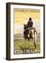 Steamboat Springs, Colorado, Cowboy on Horseback-Lantern Press-Framed Art Print