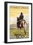 Steamboat Springs, Colorado, Cowboy on Horseback-Lantern Press-Framed Art Print