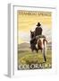 Steamboat Springs, Colorado, Cowboy on Horseback-Lantern Press-Framed Art Print