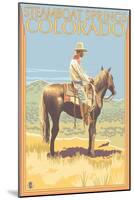 Steamboat Springs, Colorado, Cowboy Side View-Lantern Press-Mounted Art Print