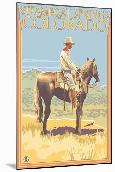 Steamboat Springs, Colorado, Cowboy Side View-Lantern Press-Mounted Art Print