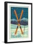 Steamboat Springs, Colorado - Crossed Skis-Lantern Press-Framed Art Print