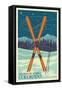 Steamboat Springs, Colorado - Crossed Skis-Lantern Press-Framed Stretched Canvas