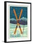 Steamboat Springs, Colorado - Crossed Skis-Lantern Press-Framed Art Print