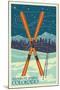 Steamboat Springs, Colorado - Crossed Skis-Lantern Press-Mounted Art Print