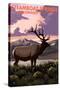 Steamboat Springs, Colorado - Elk and Sunset-Lantern Press-Stretched Canvas