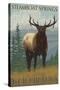 Steamboat Springs, Colorado, Elk Scene-Lantern Press-Stretched Canvas