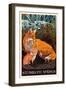 Steamboat Springs, Colorado - Fox and Kit - Letterpress-Lantern Press-Framed Art Print