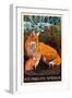 Steamboat Springs, Colorado - Fox and Kit - Letterpress-Lantern Press-Framed Art Print