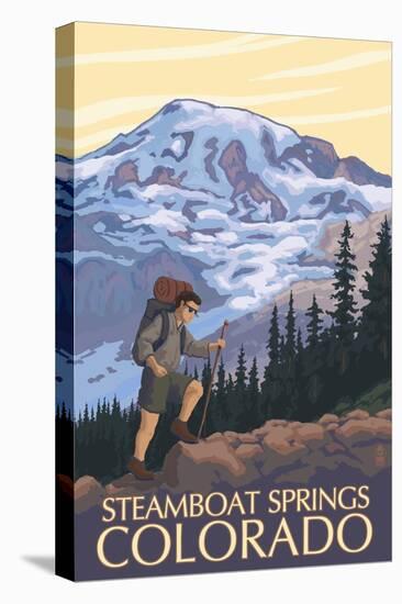 Steamboat Springs, Colorado - Hiker-Lantern Press-Stretched Canvas