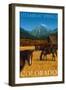 Steamboat Springs, Colorado - Horses and Barn-Lantern Press-Framed Art Print
