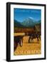 Steamboat Springs, Colorado - Horses and Barn-Lantern Press-Framed Art Print