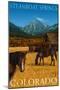 Steamboat Springs, Colorado - Horses and Barn-Lantern Press-Mounted Art Print