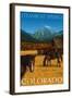 Steamboat Springs, Colorado - Horses and Barn-Lantern Press-Framed Art Print