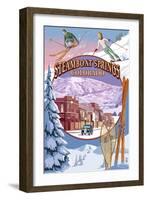 Steamboat Springs, Colorado Montage-Lantern Press-Framed Art Print