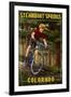 Steamboat Springs, Colorado - Mountain Biker in Trees-Lantern Press-Framed Art Print