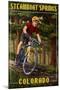 Steamboat Springs, Colorado - Mountain Biker in Trees-Lantern Press-Mounted Art Print