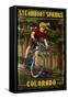 Steamboat Springs, Colorado - Mountain Biker in Trees-Lantern Press-Framed Stretched Canvas