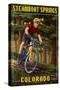 Steamboat Springs, Colorado - Mountain Biker in Trees-Lantern Press-Stretched Canvas