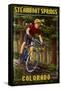 Steamboat Springs, Colorado - Mountain Biker in Trees-Lantern Press-Framed Stretched Canvas