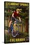 Steamboat Springs, Colorado - Mountain Biker in Trees-Lantern Press-Stretched Canvas