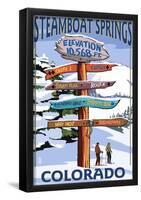 Steamboat Springs, Colorado - Ski Run Signpost-null-Framed Poster