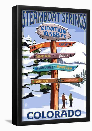 Steamboat Springs, Colorado - Ski Run Signpost-null-Framed Poster