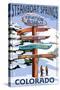 Steamboat Springs, Colorado - Ski Run Signpost-Lantern Press-Stretched Canvas