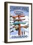 Steamboat Springs, Colorado - Ski Run Signpost-Lantern Press-Framed Art Print