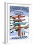 Steamboat Springs, Colorado - Ski Run Signpost-Lantern Press-Framed Art Print