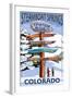 Steamboat Springs, Colorado - Ski Run Signpost-Lantern Press-Framed Art Print