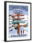 Steamboat Springs, Colorado - Ski Run Signpost-Lantern Press-Framed Art Print