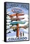 Steamboat Springs, Colorado - Ski Run Signpost-Lantern Press-Framed Stretched Canvas