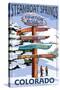 Steamboat Springs, Colorado - Ski Run Signpost-Lantern Press-Stretched Canvas