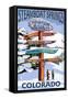 Steamboat Springs, Colorado - Ski Run Signpost-Lantern Press-Framed Stretched Canvas