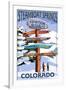 Steamboat Springs, Colorado - Ski Run Signpost-Lantern Press-Framed Art Print