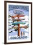 Steamboat Springs, Colorado - Ski Run Signpost-Lantern Press-Framed Art Print