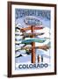 Steamboat Springs, Colorado - Ski Run Signpost-Lantern Press-Framed Art Print